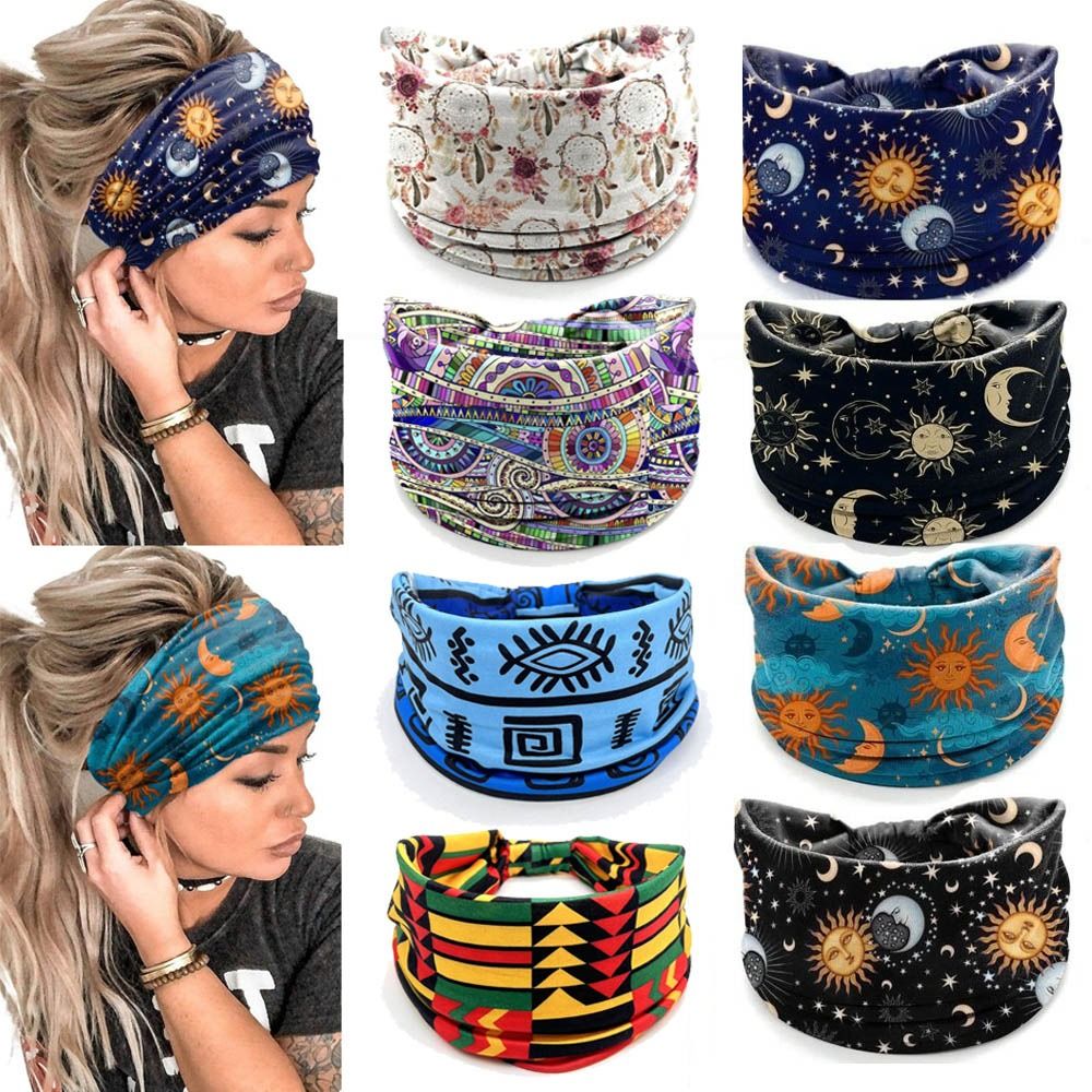 Women'S Yoga Accessories - 새로운 탄성 와이드 헤어밴드 빈티지 매듭