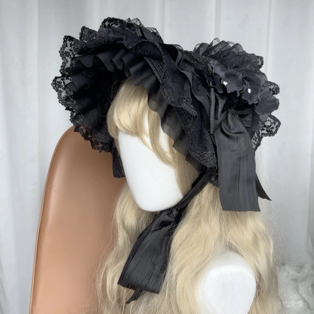 고딕 로리타 밀짚모자 BNT 블랙 레이스 플라워 플랫  - Women'S Victorian Era Accessories 리뷰 및 가격