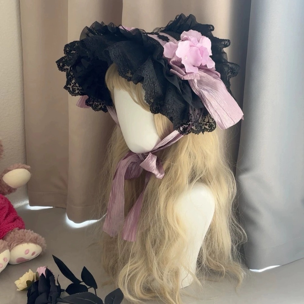 고딕 로리타 밀짚모자 BNT 블랙 레이스 플라워 플랫  - Women'S Victorian Era Accessories 리뷰 및 가격