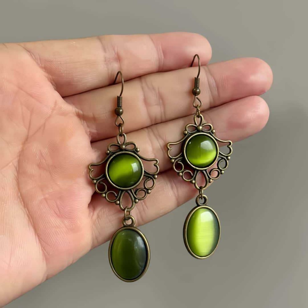 레트로 빅토리아 시대 레이스 그린 오팔 드롭 귀걸이 여 - Women'S Victorian Era Accessories 리뷰 및 가격