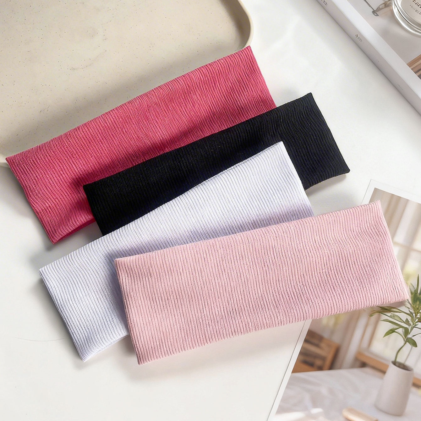 4개입 와이드 리브형 탄성 헤어밴드, 여성용 심플한 단 - Women'S Yoga Accessories 리뷰 및 가격