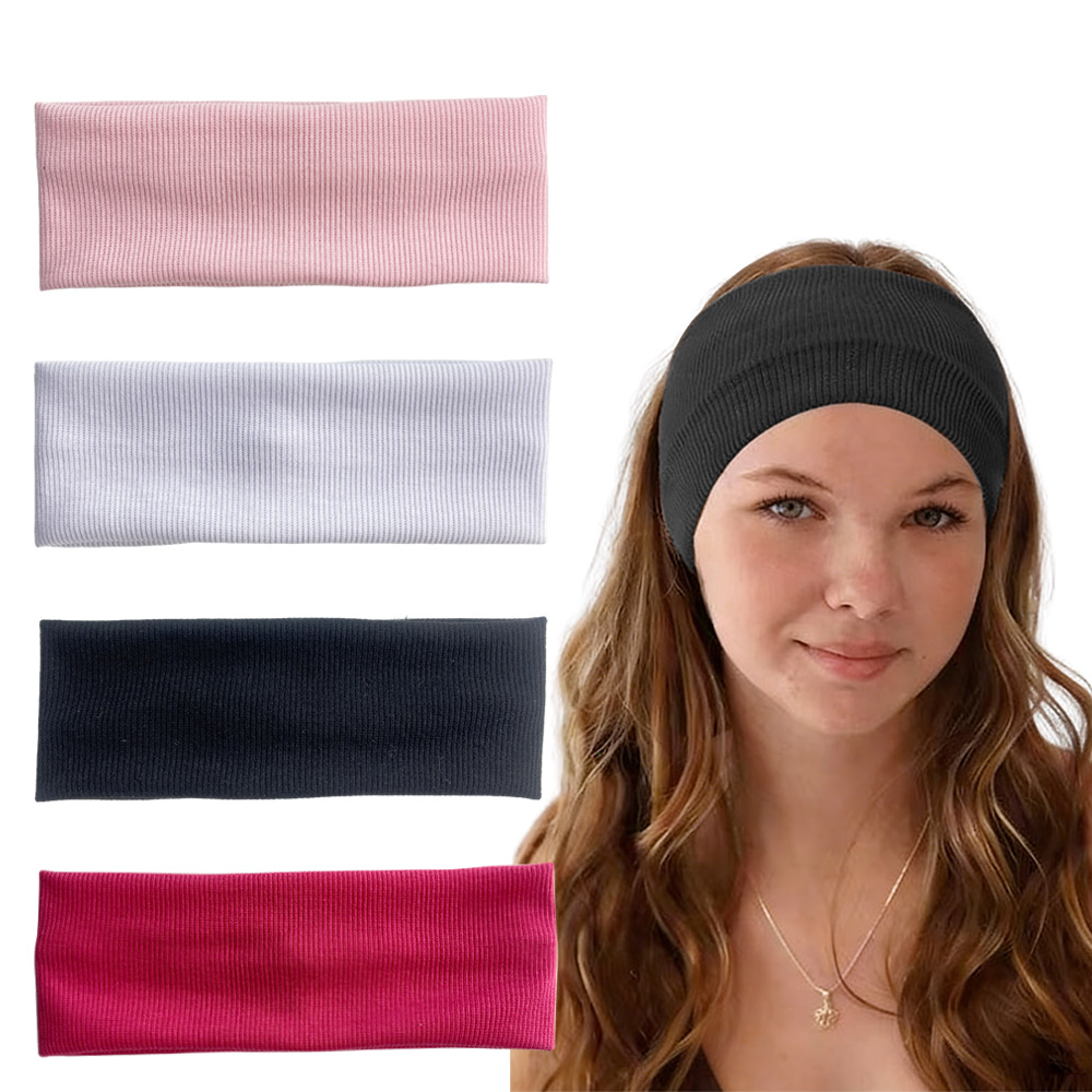 4개입 와이드 리브형 탄성 헤어밴드, 여성용 심플한 단 - Women'S Yoga Accessories 리뷰 및 가격