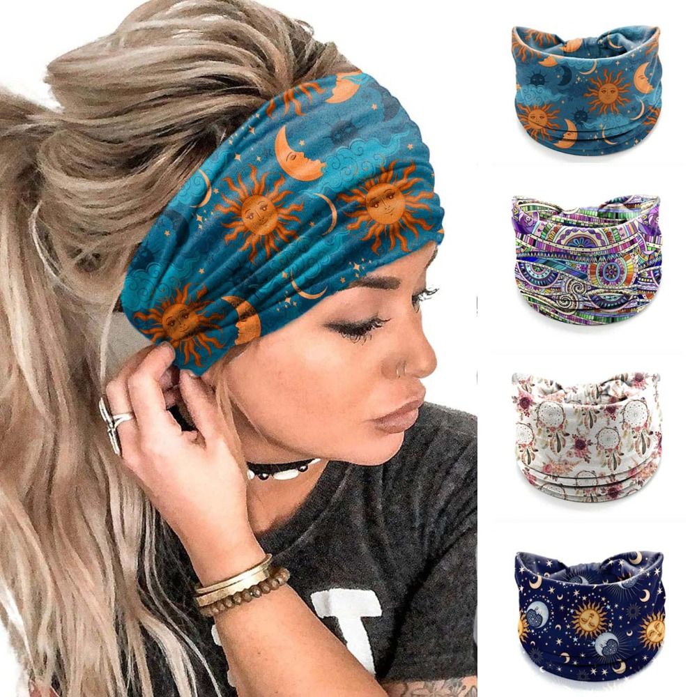 새로운 탄성 와이드 헤어밴드 빈티지 매듭 꽃무늬 터번  - Women'S Yoga Accessories 리뷰 및 가격
