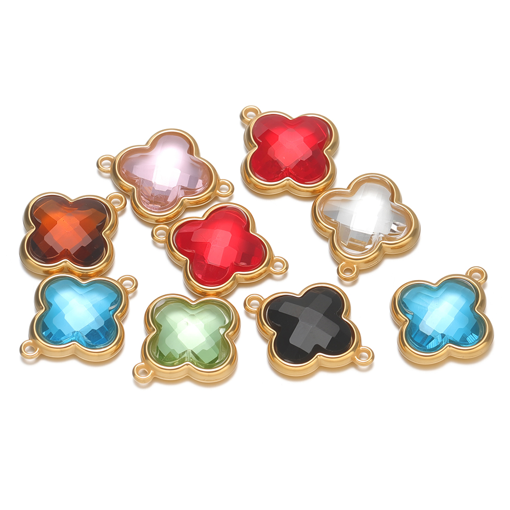 5pcs 스테인레스 스틸 네잎 클로버 펜던트 유리 크리 - Women Accessories Bracelet 리뷰 및 가격