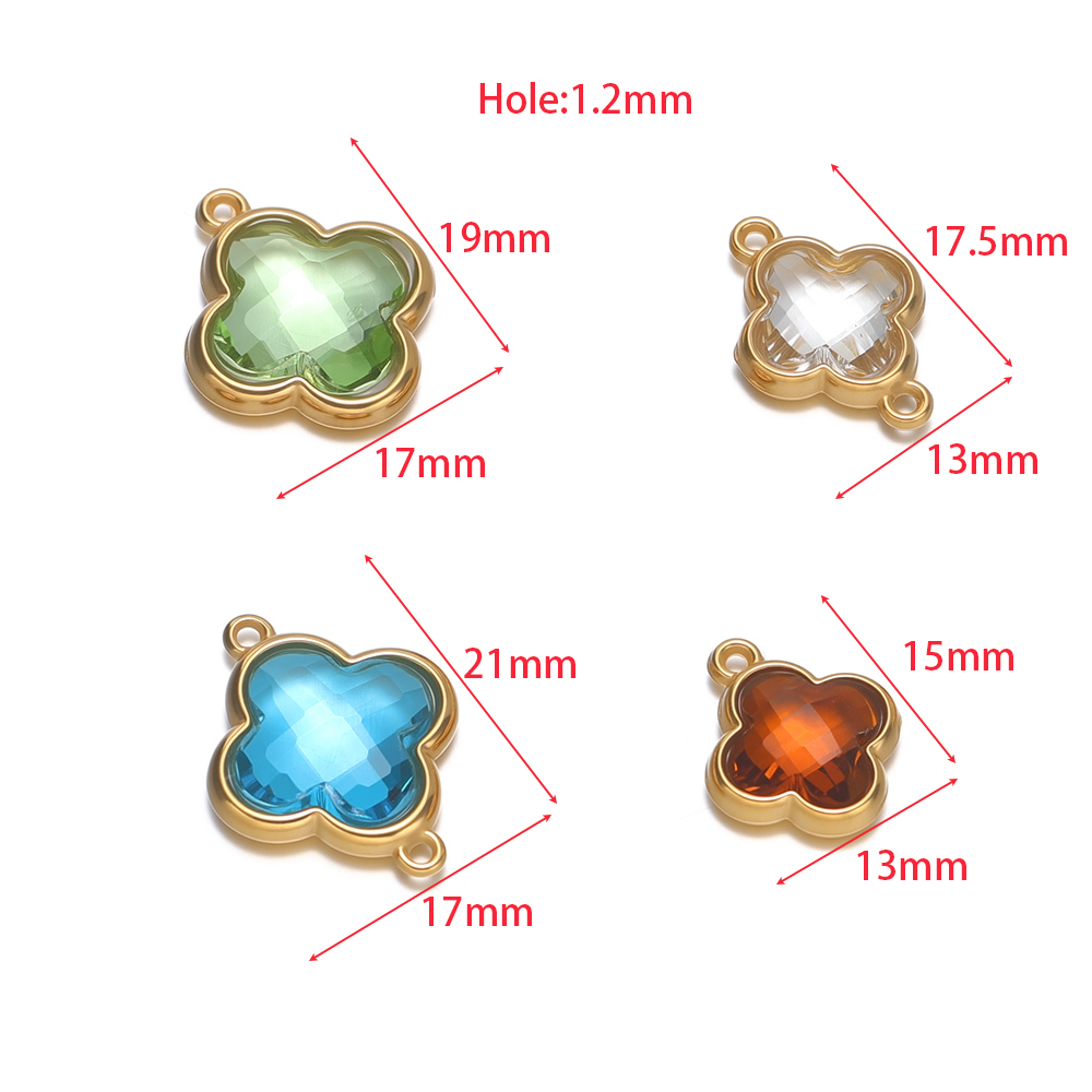 5pcs 스테인레스 스틸 네잎 클로버 펜던트 유리 크리 - Women Accessories Bracelet 리뷰 및 가격