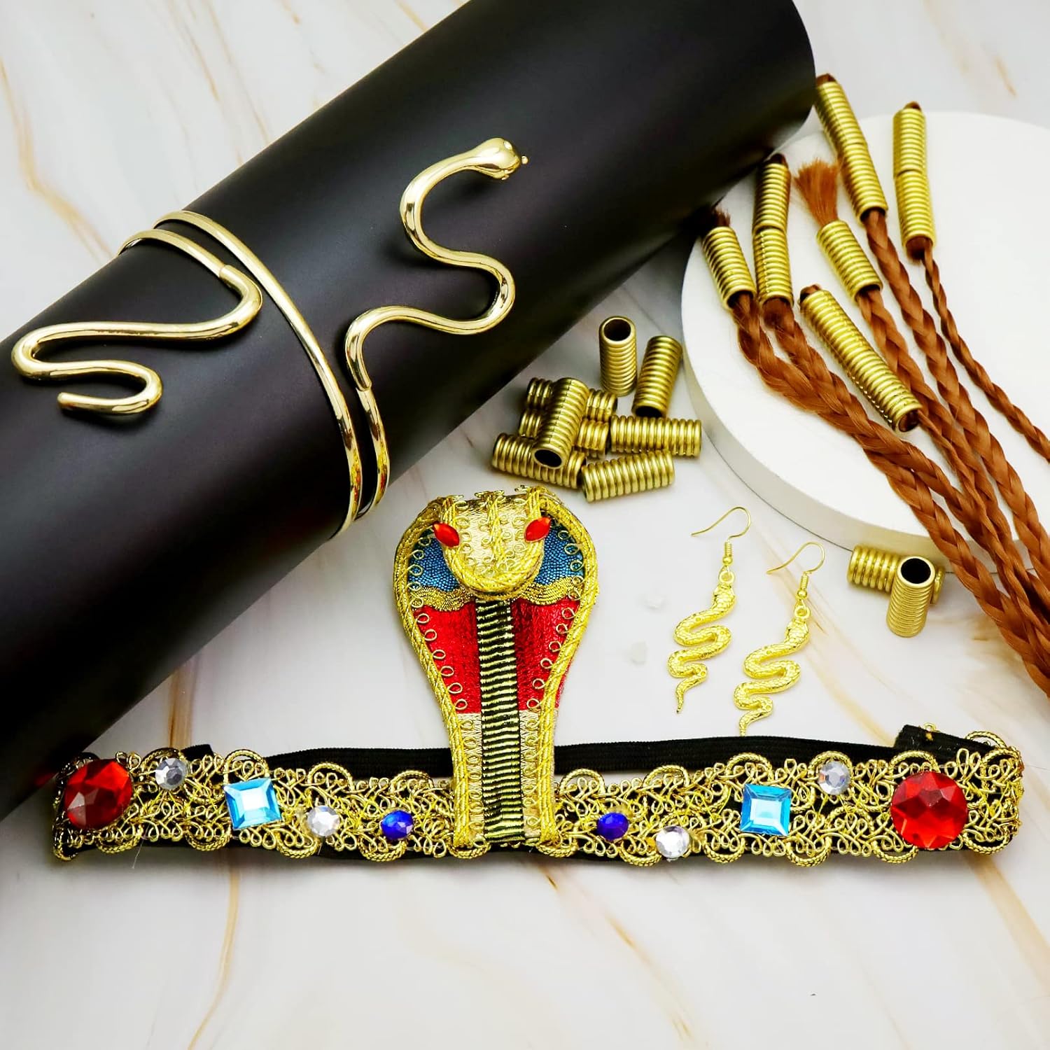 이집트 클레오 파트라 의상 액세서리 뱀 헤드 피스 골든 - Women'S Egyptian Accessories 리뷰 및 가격