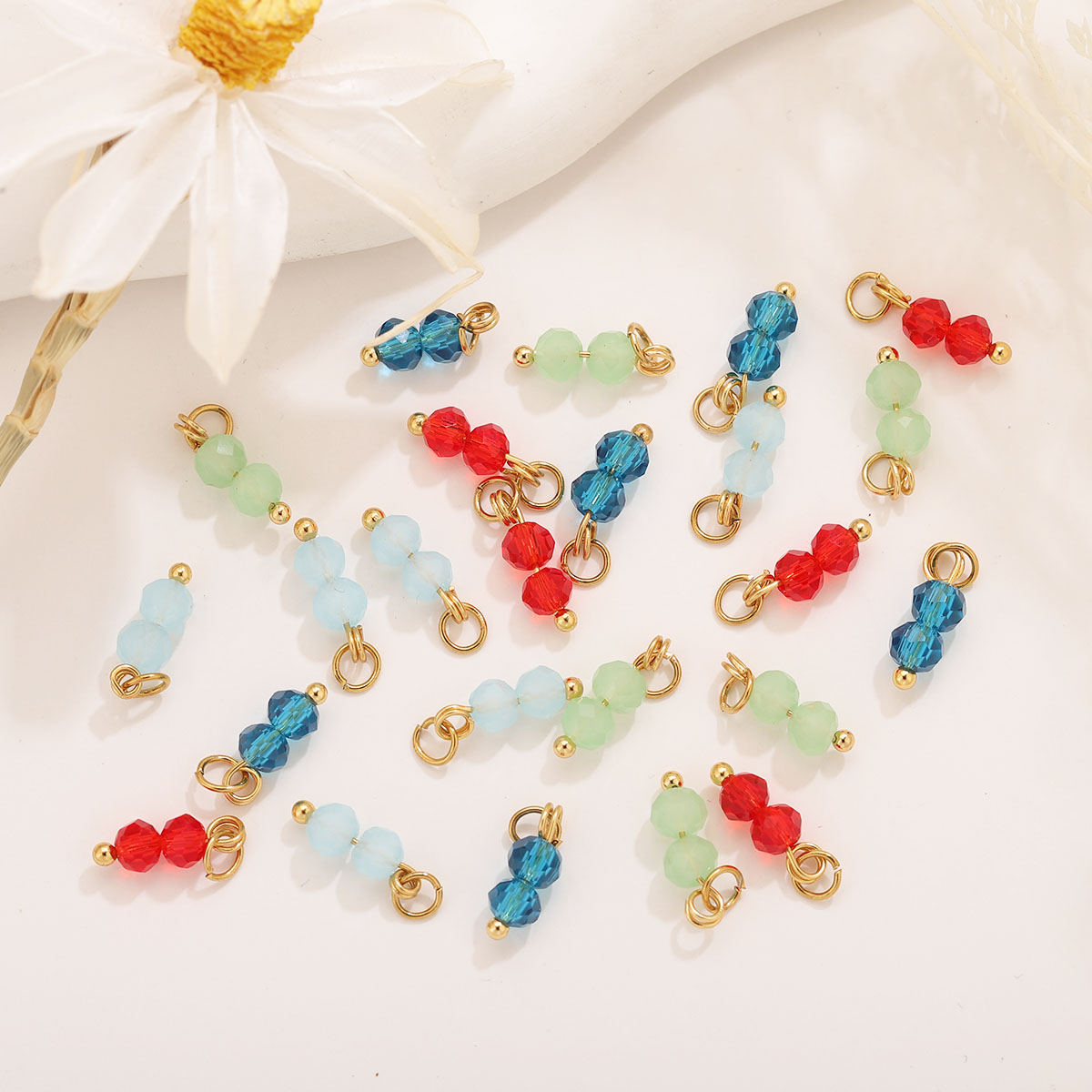 10pcs 컬러 크리스탈 더블 비즈 참 스테인레스 스틸 - Women Accessories Bracelet 리뷰 및 가격