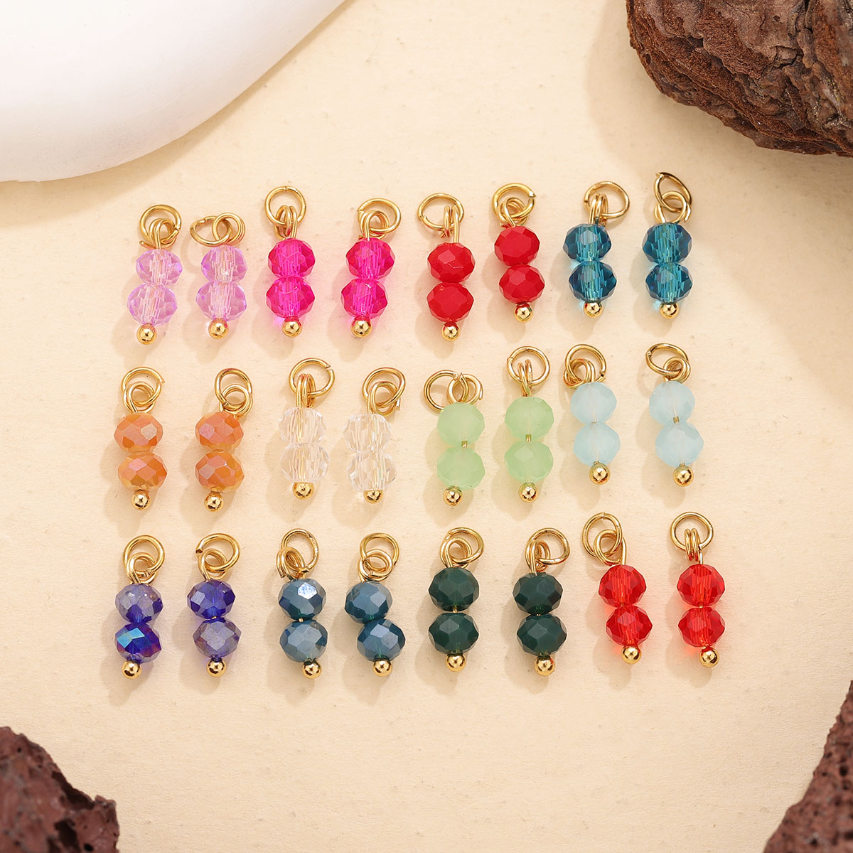 10pcs 컬러 크리스탈 더블 비즈 참 스테인레스 스틸 - Women Accessories Bracelet 리뷰 및 가격