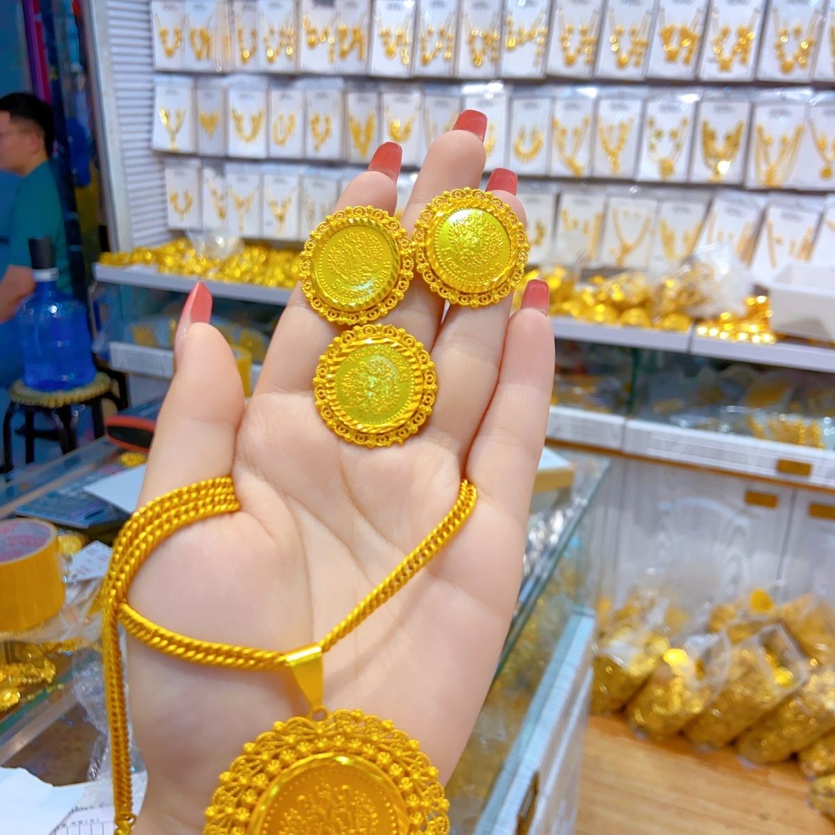 신상 24K 금도금 두바이 주얼리 신부 웨딩 목걸이 반 - Women Accessories Dubai 리뷰 및 가격