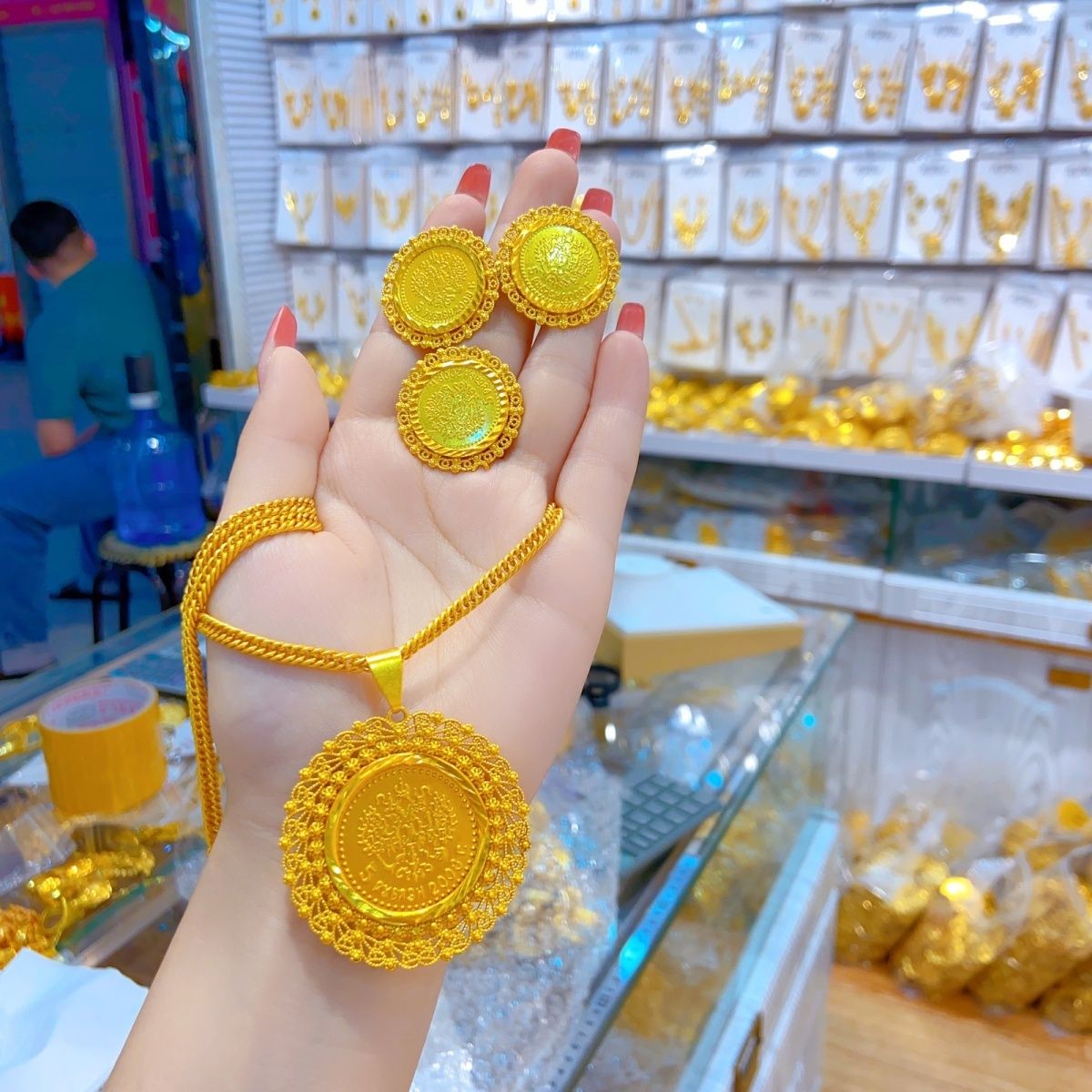 신상 24K 금도금 두바이 주얼리 신부 웨딩 목걸이 반 - Women Accessories Dubai 리뷰 및 가격